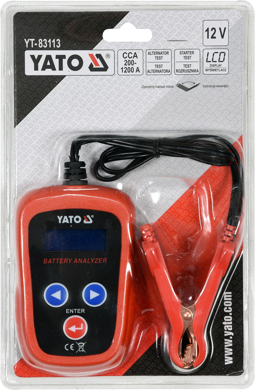 Тестер аккумуляторов цифровой 12V, CCA200-1200A LED "Yato" YT-83113 - фото 4 - id-p167116938
