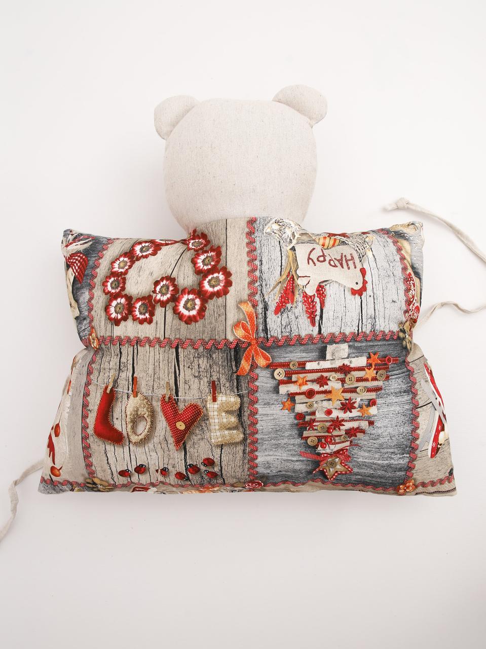 Декоративная подушка-мишка рождественский Хэппи - фото 7 - id-p140407214