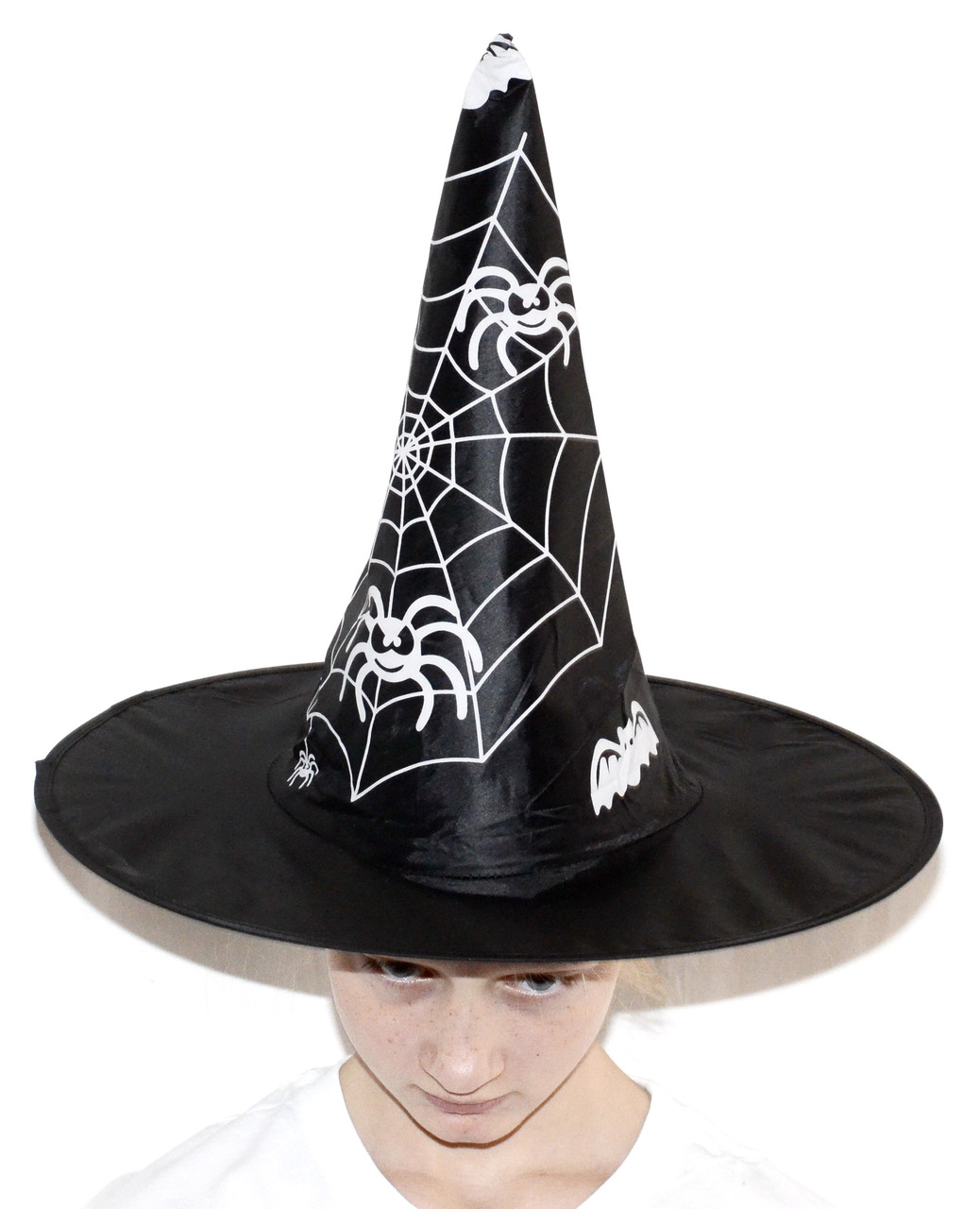 Колпак хеллоуинский черный с паутиной и пауками - фото 1 - id-p167149836