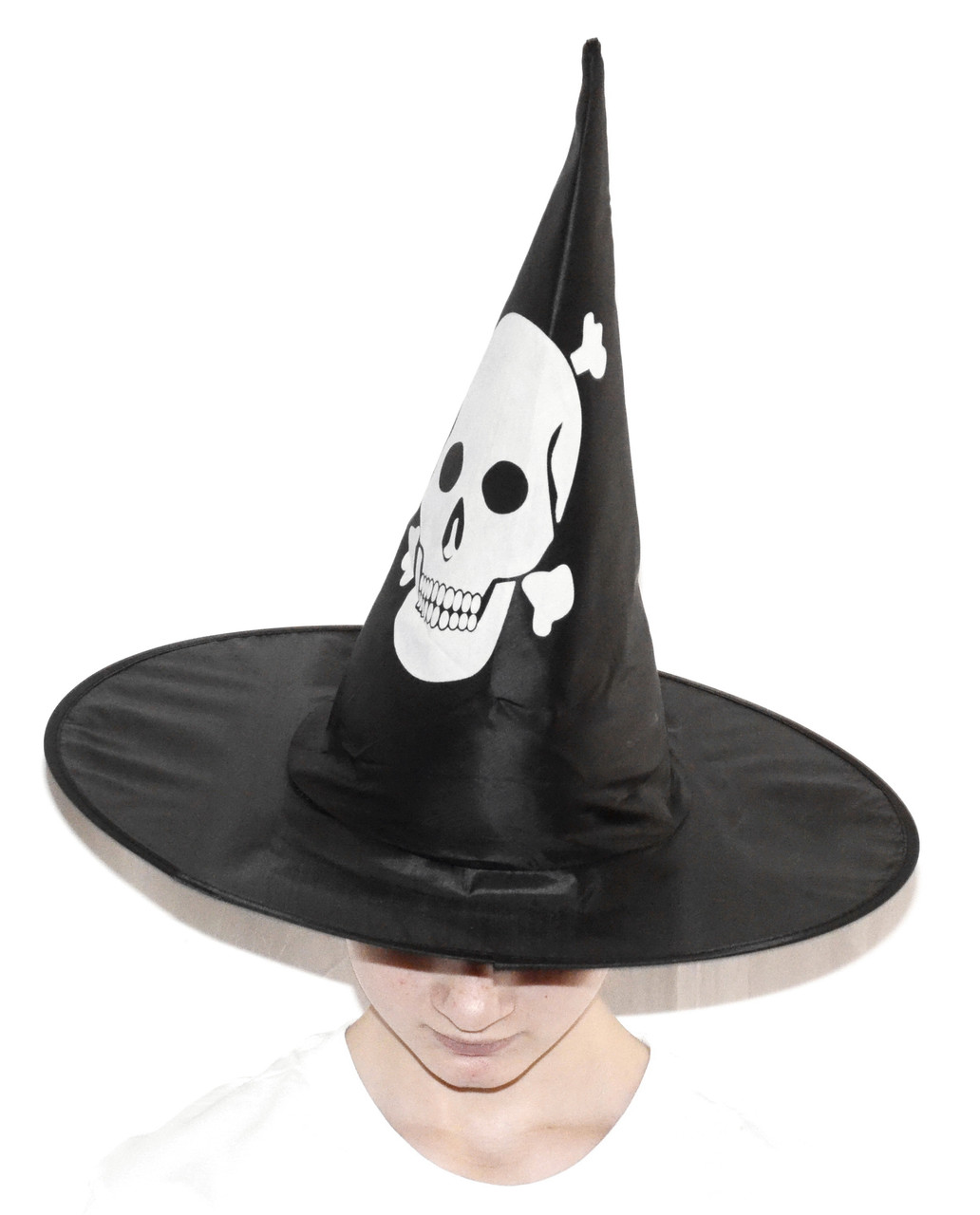 Колпак хеллоуинский черный с черепом - фото 1 - id-p167149844