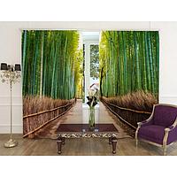 Фотошторы «Бамбуковый лес», ширина 150 см, высота 260 см-2 шт., шторная лента, габардин