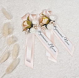 Ленточки для крестных родителей в персиковом цвете