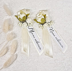 Ленточки для родителей невесты  в кремовом цвете