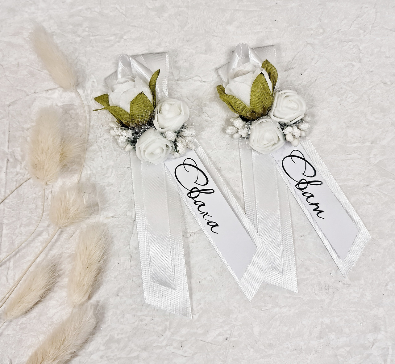 Ленточки для сватов в белом цвете