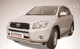 Защита переднего бампера d76+d57 двойная нержавейка Toyota RAV-4 (2006)