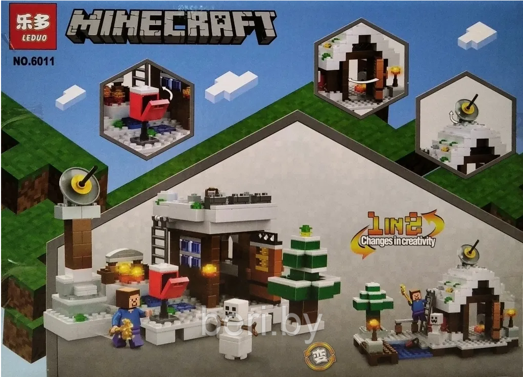 6011 Конструктор Minecraft " Зимний домик", 285 деталей, аналог Лего, MY WORLD - фото 2 - id-p167239409