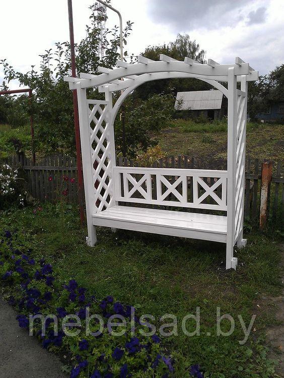 Пергола садовая со скамьей из массива сосны "Элегант №5" - фото 2 - id-p167240388