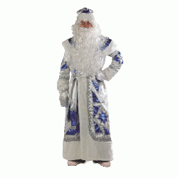 Карнавальный костюм  Дед Мороз серебряно-синий 161-1, взрослый
