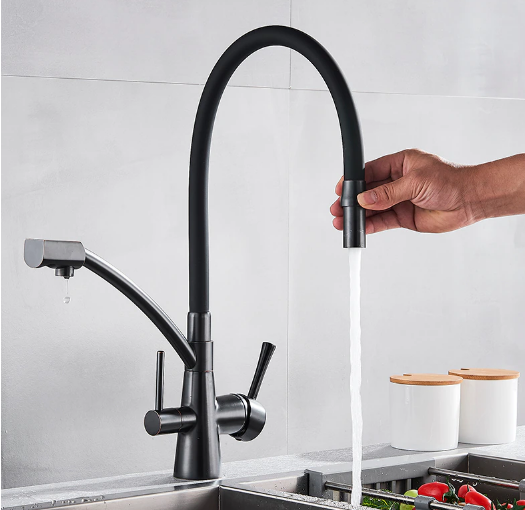 Смеситель для кухни (графит матовый) с подключением питьевой системы Ledeme L4855U-12 - фото 4 - id-p167246271