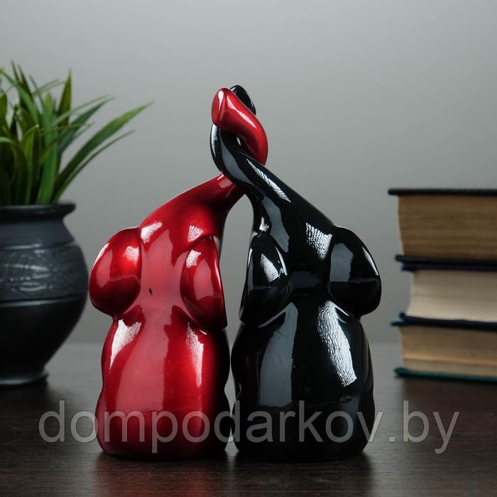Фигура "Пара слонов" черный + бордовый глянец 7х12х16см - фото 2 - id-p167255013