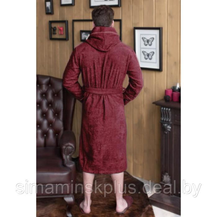 Халат махровый мужской, размер 48, цвет бордовый - фото 2 - id-p167254391