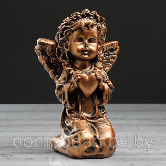 Статуэтка "Ангел с сердцем" бронзовый цвет, 18 см - фото 1 - id-p167255225