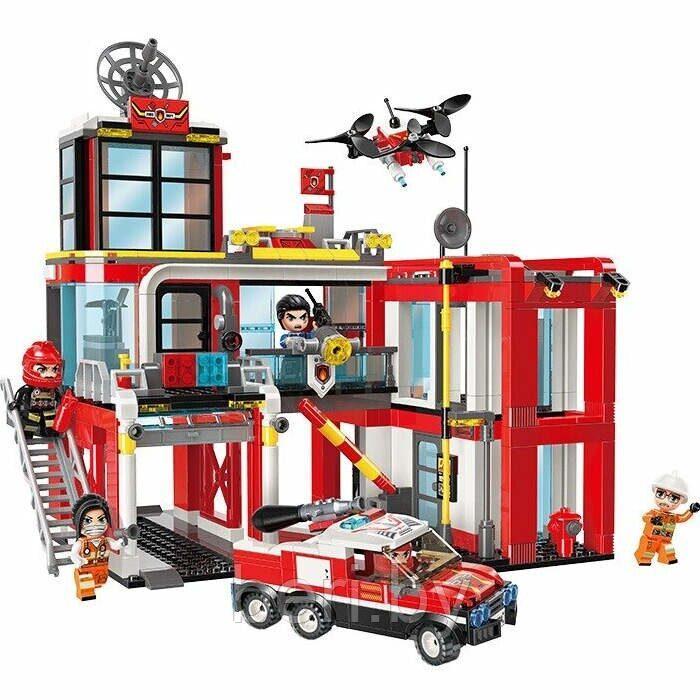12014 Конструктор Qman City "Пожарное депо", с водой, аналог Лего LEGO, 639 детали - фото 3 - id-p167255250