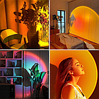 Светодиодная лампа с проекцией заката Sunset Lamp для Tik-Tok 16 цветов c пультом дистанционного управления 5W, фото 4