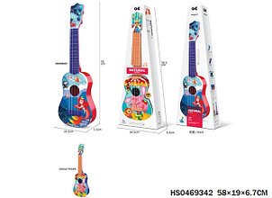 Детская пластиковая гитара классическая 4 струнная  с медиатором 77-01B