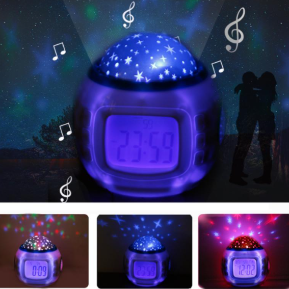Настольные часы -проектор 7 в 1 "Звездное небо" Music And Starry Sky Calendar (часы, календарь, темп - фото 7 - id-p167282372