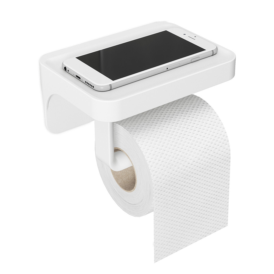 Держатель для туалетной бумаги с полочкой Flex белый - фото 1 - id-p167304564