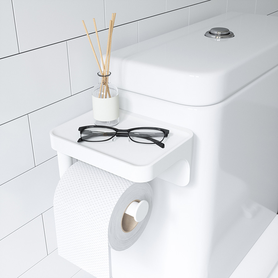 Держатель для туалетной бумаги с полочкой Flex белый - фото 2 - id-p167304564