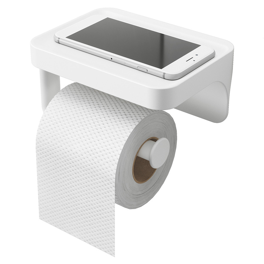 Держатель для туалетной бумаги с полочкой Flex белый - фото 7 - id-p167304564