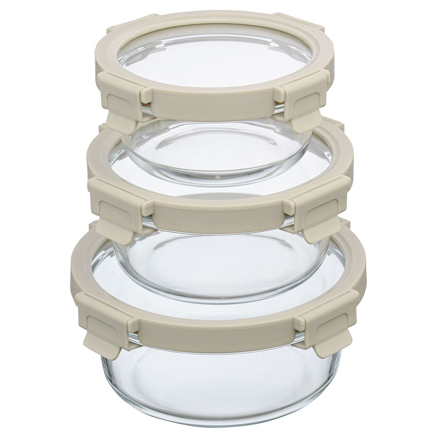 Набор круглых контейнеров для запекания и хранения Smart Solutions, светло-бежевый, 3 шт. - фото 1 - id-p167307746