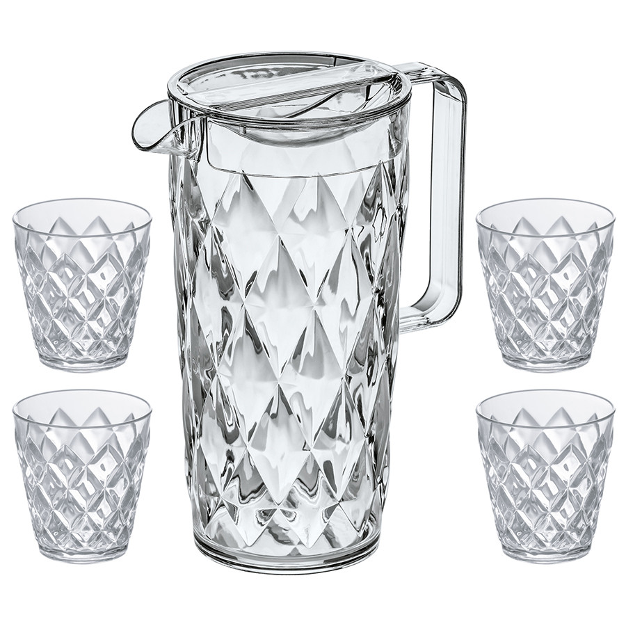 Набор кувшин и стаканы Crystal, 1,6 л, поликарбонат, 4 шт. - фото 1 - id-p167307760