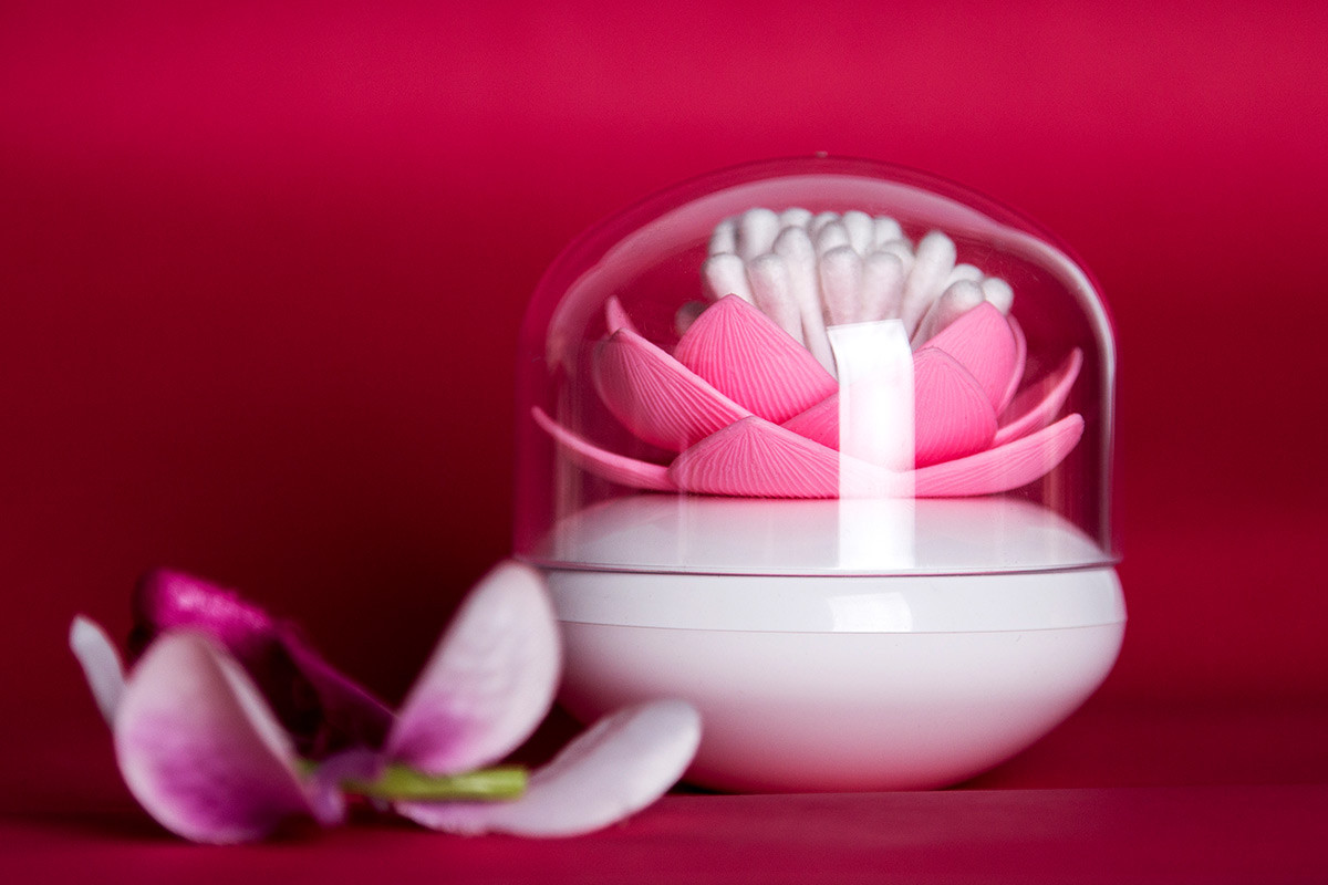 Контейнер для хранения ватных палочек Lotus белый-розовый - фото 3 - id-p167305771