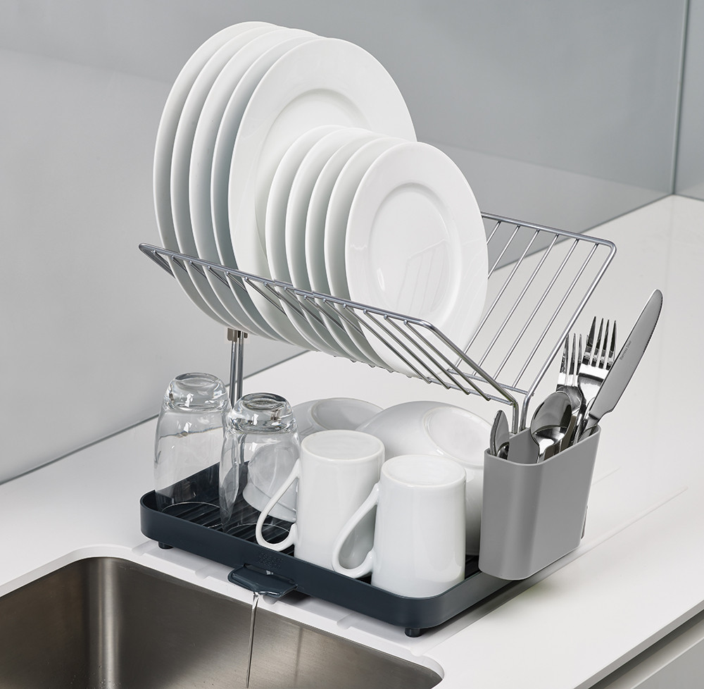 Сушилка для посуды и столовых приборов 2-уровневая со сливом Y-rack серая - фото 4 - id-p167311744