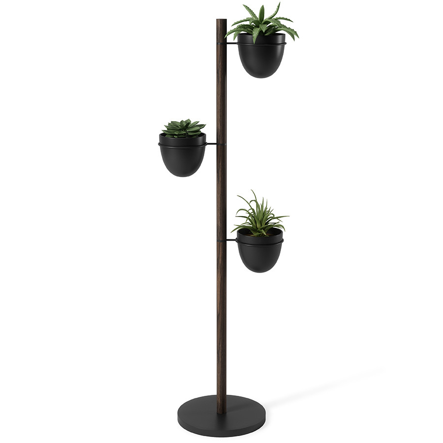 Подставка для цветов Floristand Planter с горшками 3 шт, темный орех - фото 5 - id-p167309006