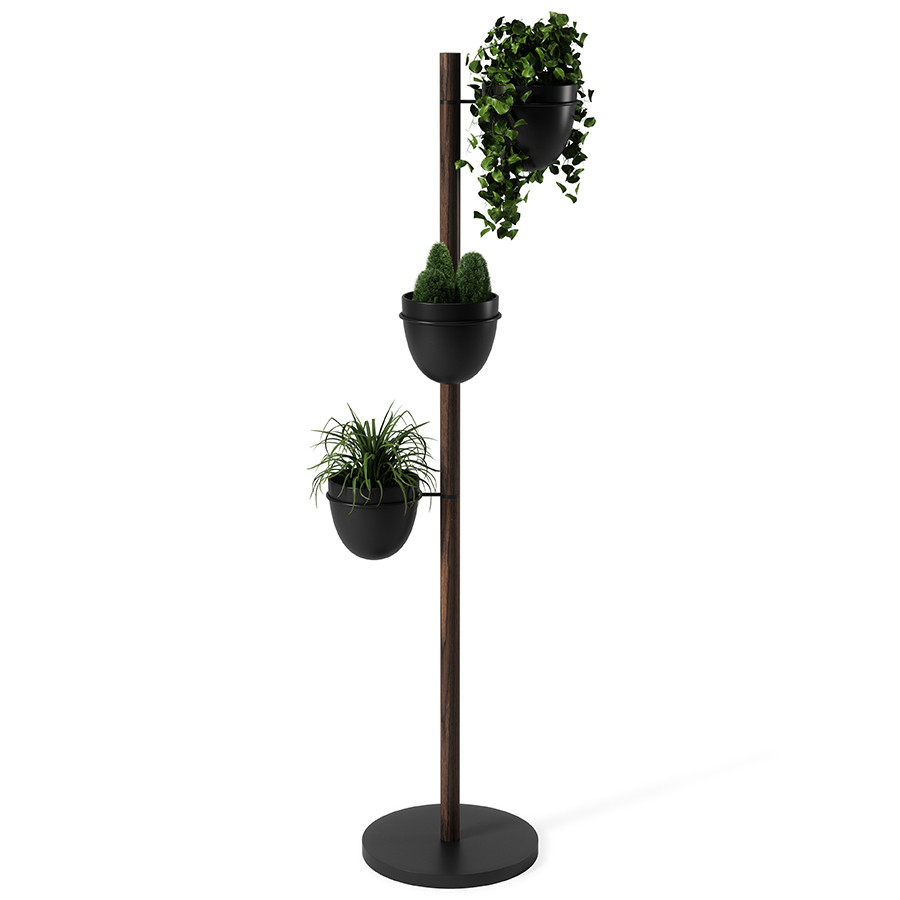 Подставка для цветов Floristand Planter с горшками 3 шт, темный орех - фото 7 - id-p167309006