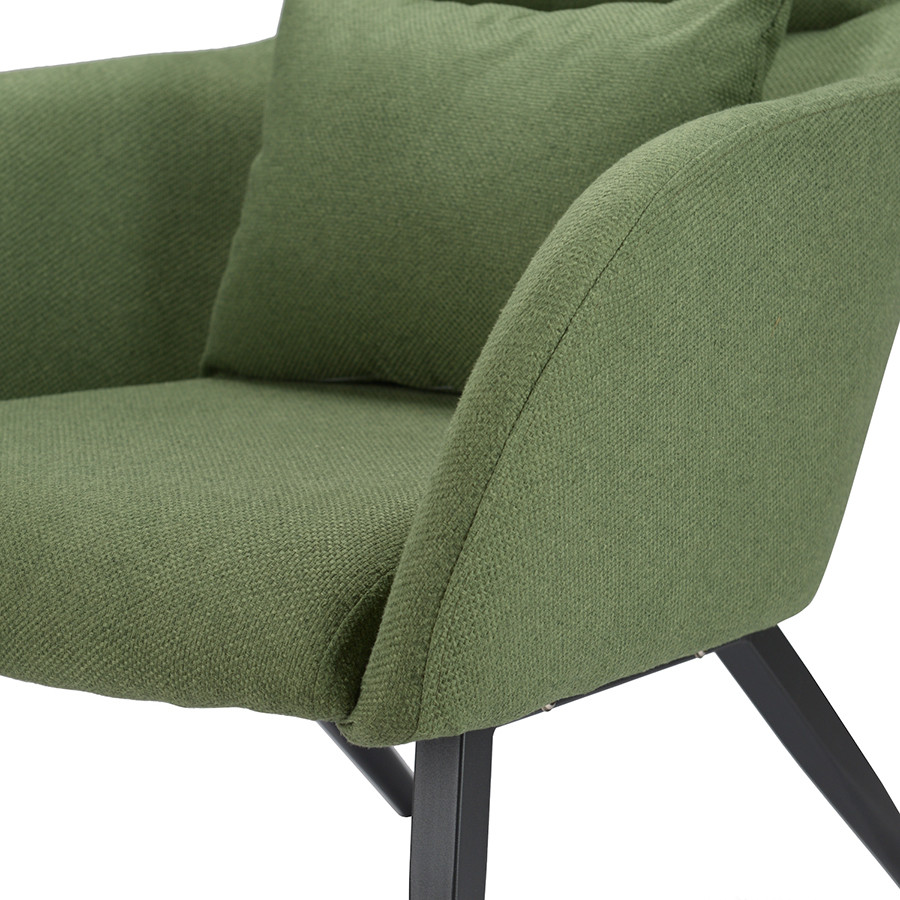Кресло с подставкой для ног и подушкой Bridjet, рогожка, зеленое - фото 2 - id-p167306012