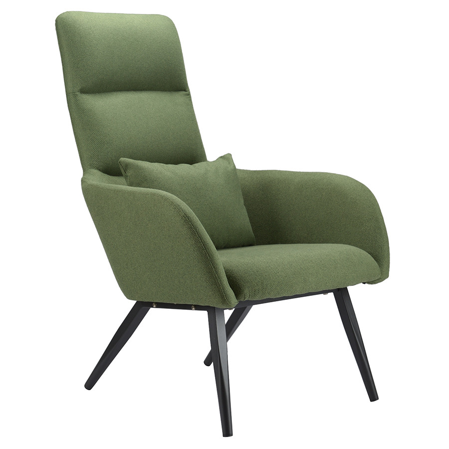 Кресло с подставкой для ног и подушкой Bridjet, рогожка, зеленое - фото 3 - id-p167306012