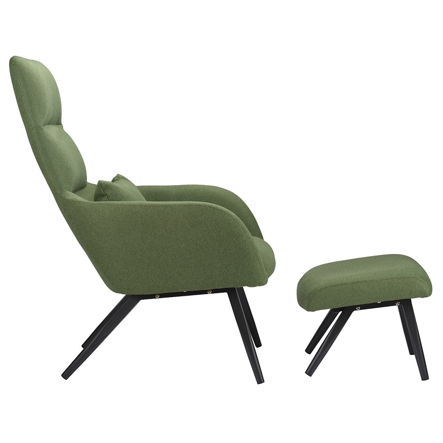 Кресло с подставкой для ног и подушкой Bridjet, рогожка, зеленое - фото 4 - id-p167306012