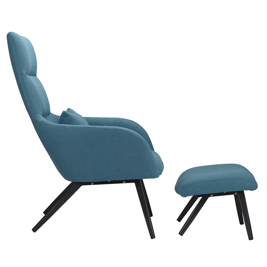 Кресло с подставкой для ног и подушкой Bridjet, рогожка, серо-голубое - фото 3 - id-p167306013