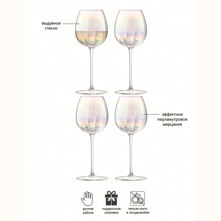 Набор бокалов для белого вина Pearl, 325 мл, 4 шт. - фото 7 - id-p167307161