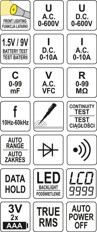 Универсальный цифровой измеритель, YATO - фото 2 - id-p167314064