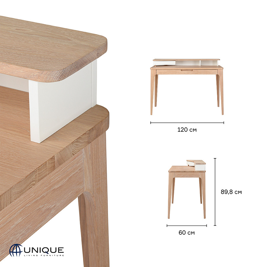 Стол письменный Unique Furniture, Amalfi, 120х60х89,8 см - фото 3 - id-p167310689