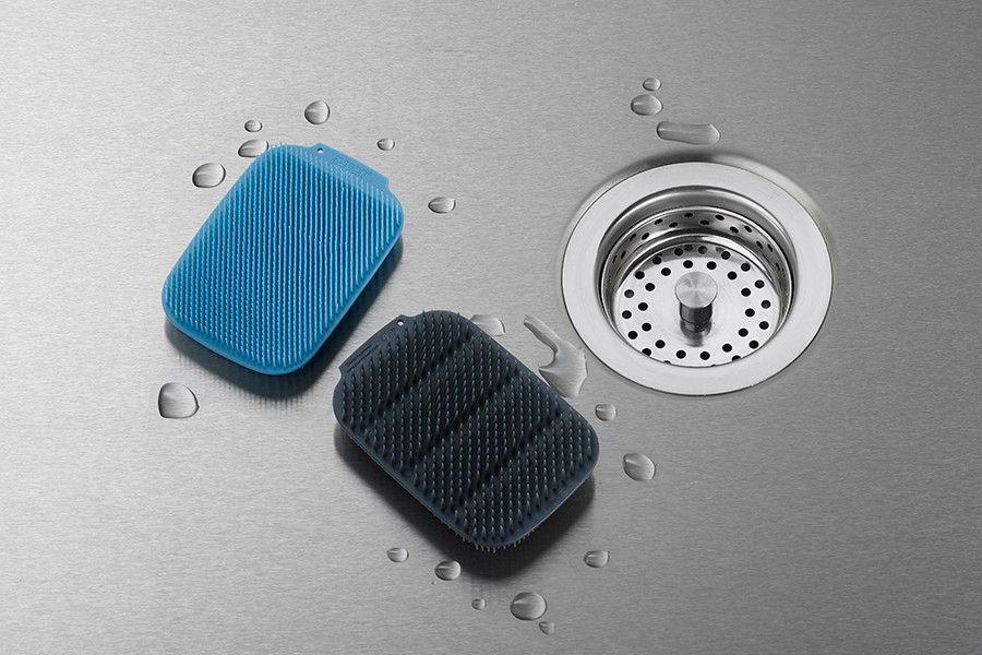 Набор из 2 малых щеток для мытья посуды CleanTech синий/серый - фото 4 - id-p167307379