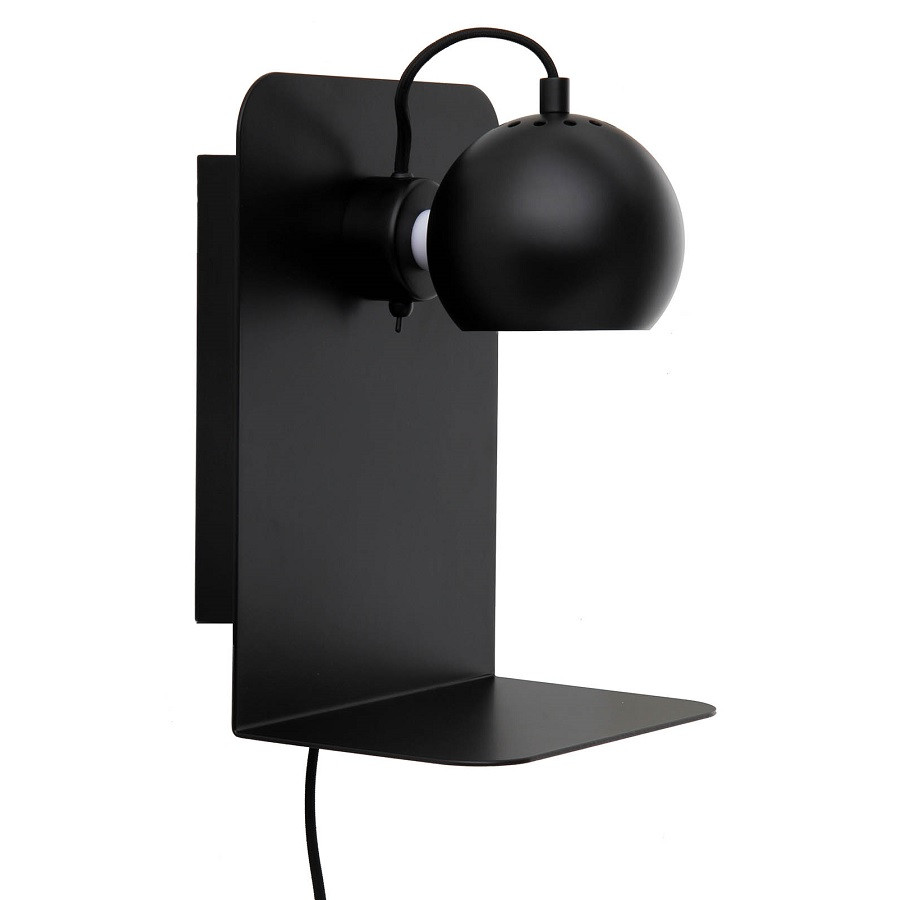 Лампа настенная Ball с разъемом USB, 22х30 см, черная матовая с черным шнуром - фото 1 - id-p167306441