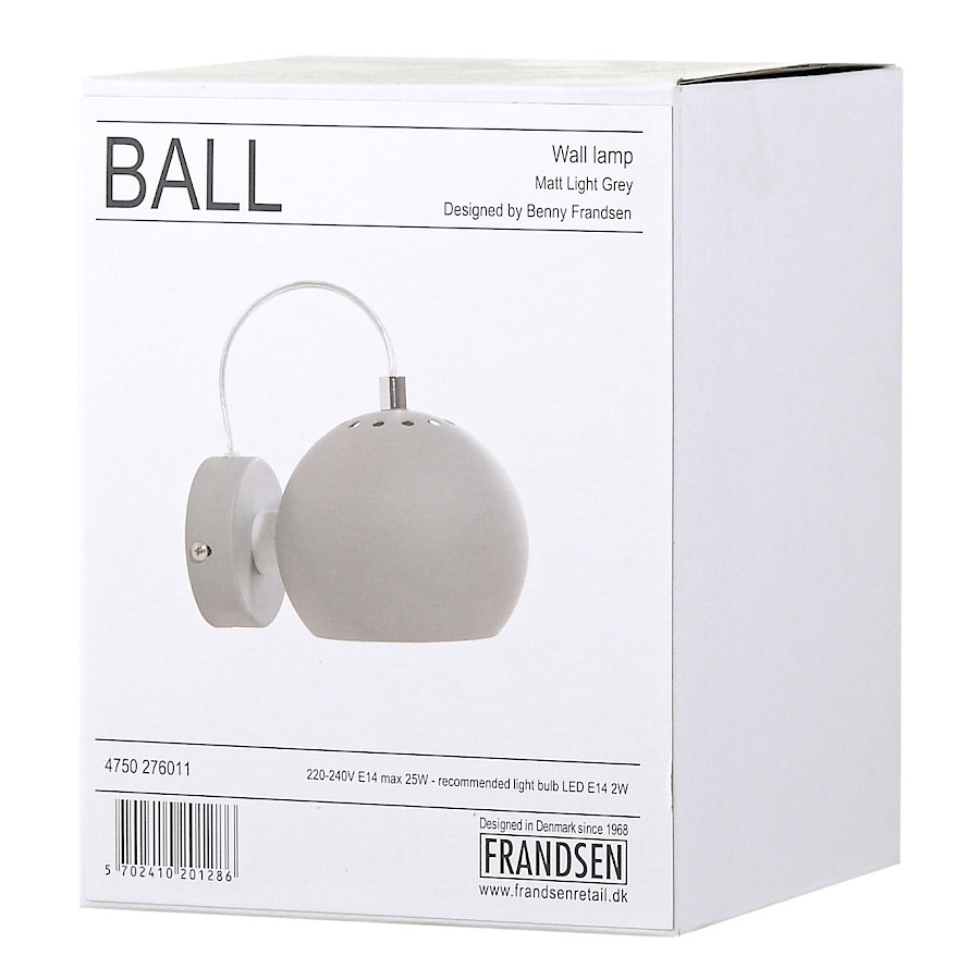 Лампа настенная Ball, ?12 см, светло-серая матовая - фото 7 - id-p167306447