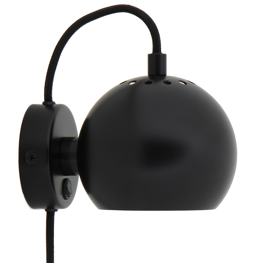 Лампа настенная Ball, ?12 см, черная матовая - фото 1 - id-p167306456