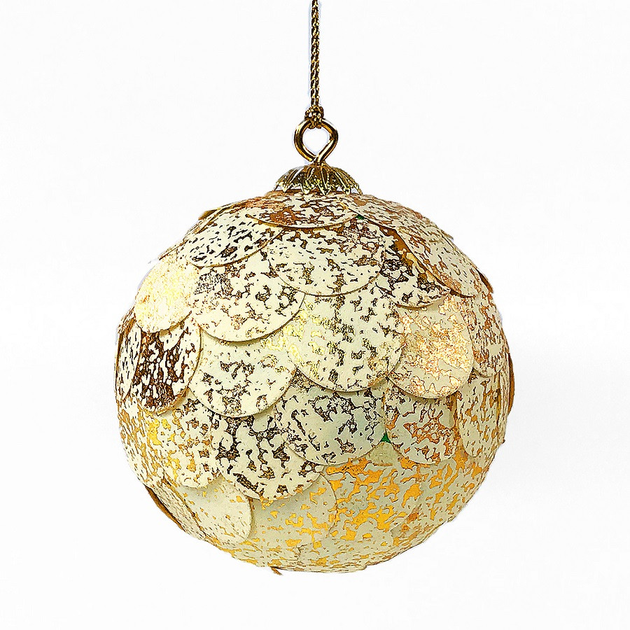 Шар новогодний декоративный Paper ball, золотистый мрамор - фото 1 - id-p167313350