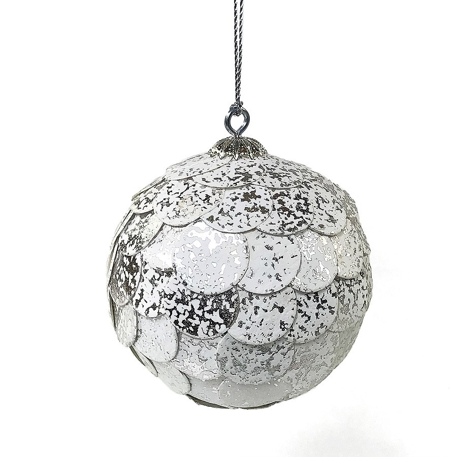 Шар новогодний декоративный Paper ball, серебристый мрамор - фото 1 - id-p167313353