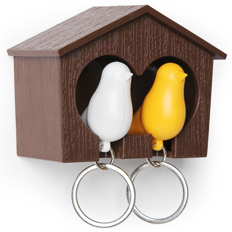 Держатель для ключей двойной Sparrow коричневый-белый-желтый - фото 1 - id-p167304489