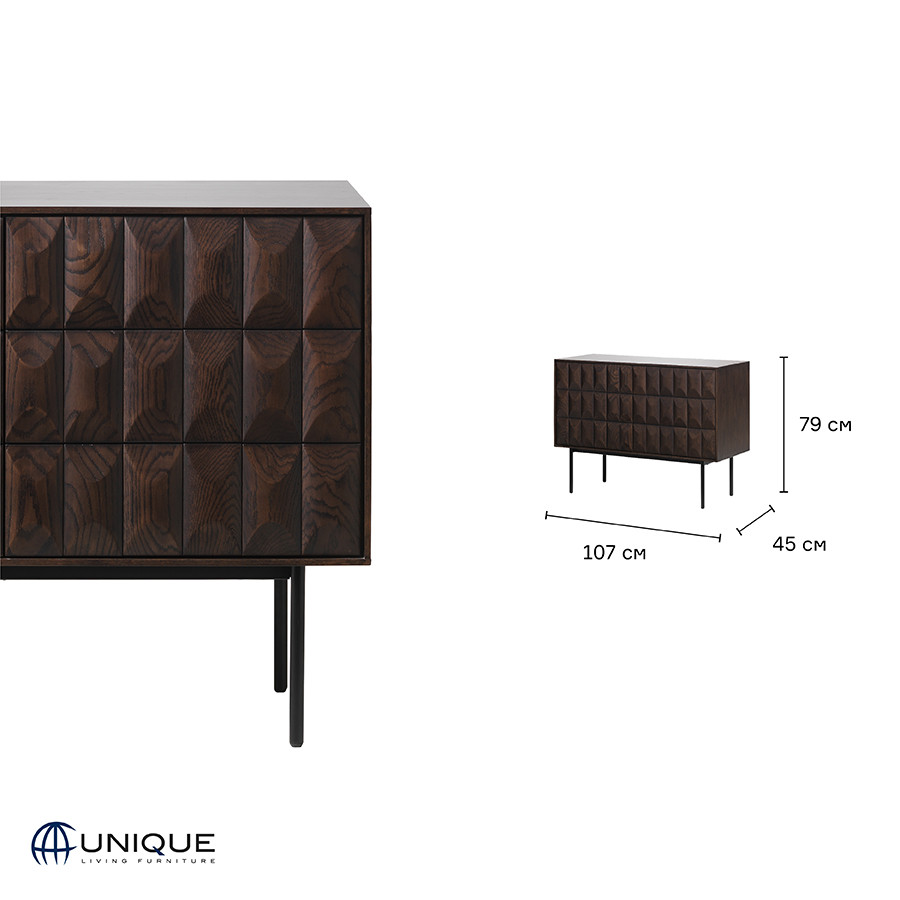 Комод Unique Furniture, Latina, 2 секции, 107х45х79 см - фото 7 - id-p167305448