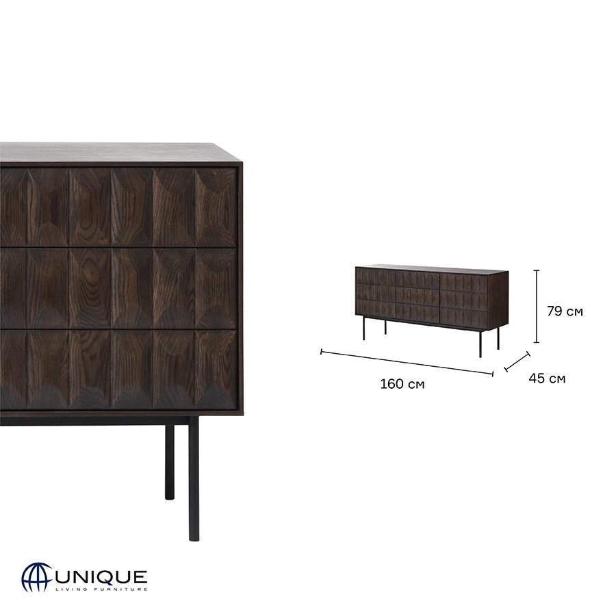 Комод Unique Furniture, Latina, 3 секции, 160х45х79 см - фото 6 - id-p167305449