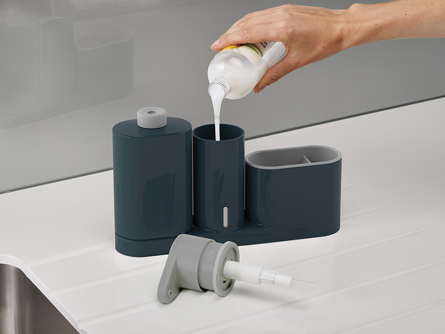 Органайзер для раковины с дозатором для мыла и бутылочкой SinkBase Plus серый - фото 7 - id-p167308452