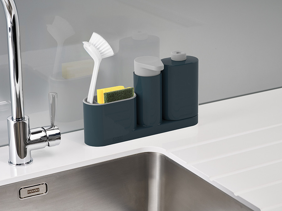 Органайзер для раковины с дозатором для мыла и бутылочкой SinkBase Plus серый - фото 8 - id-p167308452