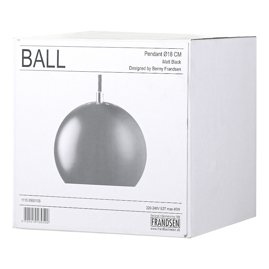 Лампа подвесная Ball, 16х?18 см, черная матовая, черный шнур - фото 8 - id-p167306523