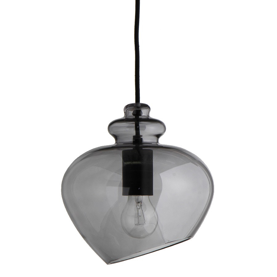 Лампа подвесная Grace, 25х?21 см, дымчатое стекло, черный цоколь - фото 1 - id-p167306563