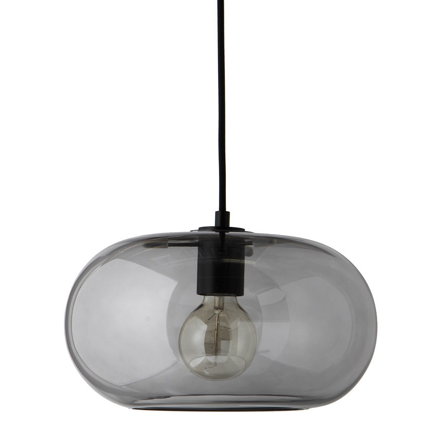 Лампа подвесная Kobe, 17х?30 см, дымчатое стекло, черный цоколь, шнур 250 см - фото 1 - id-p167306570